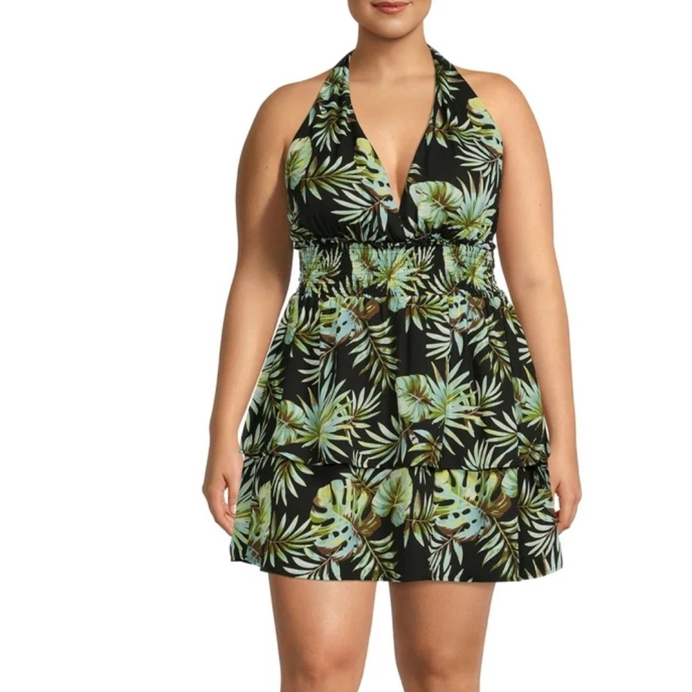 Madden NYC's Junior’s Double-Tiered Halter Dress,XL